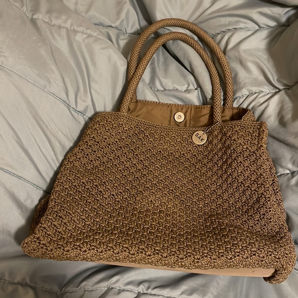 The Sak brown crochet shoulder bag like new condition